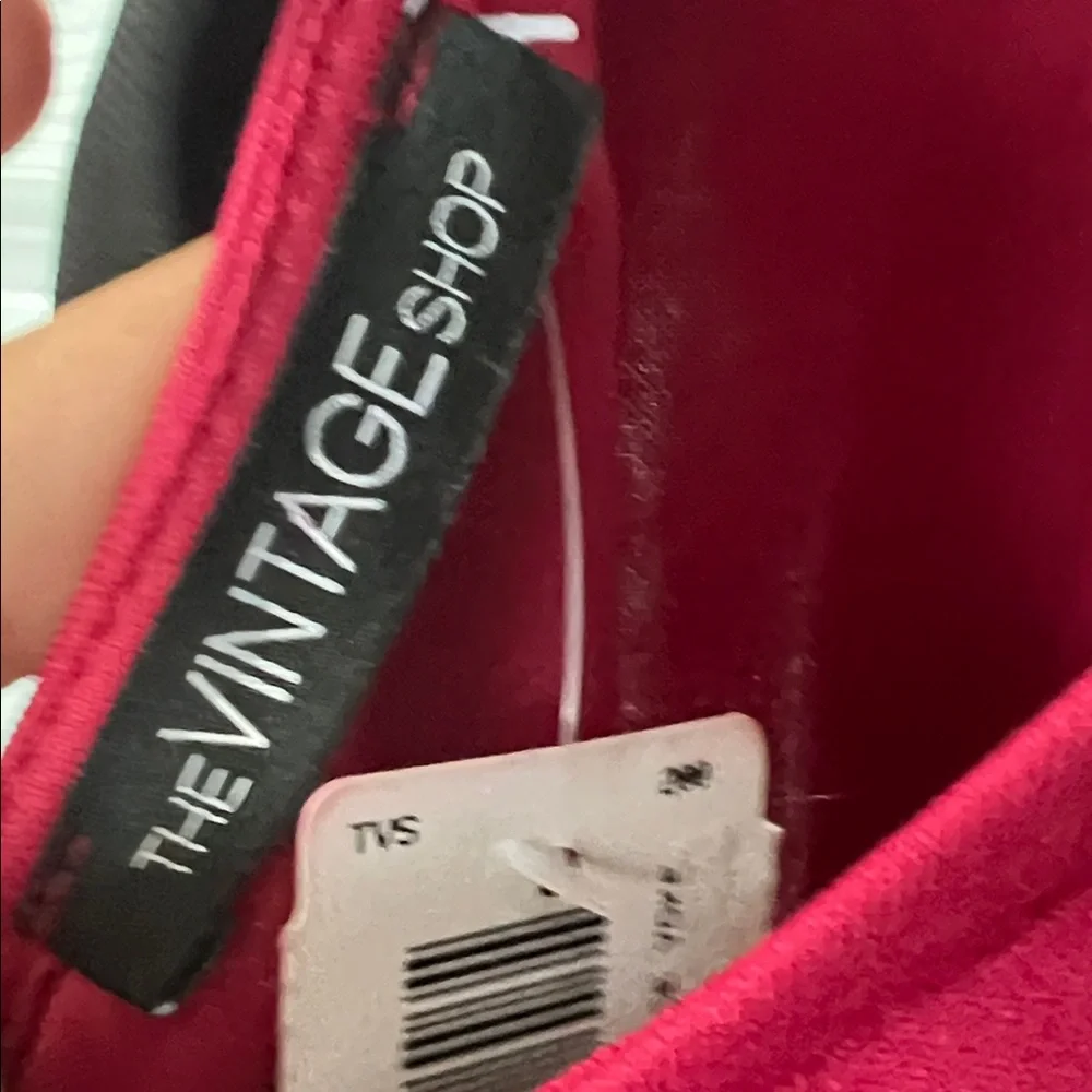 NWT - The Vintage Shop Burgundy/fuscia Midi Dress with Black Lace - Picture 4 of 4